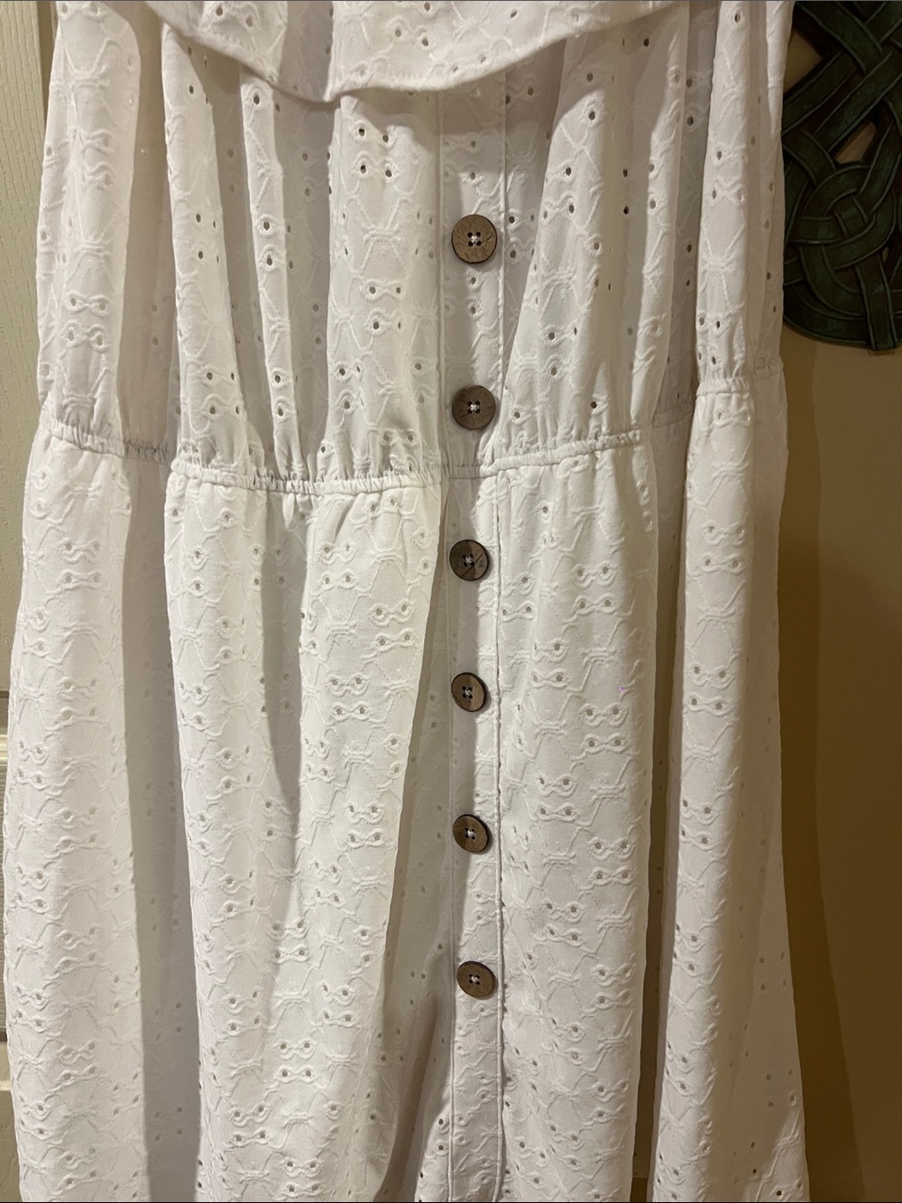 Wallflower White Eyelet Ruffle Button Mini Dress - Picture 3 of 4